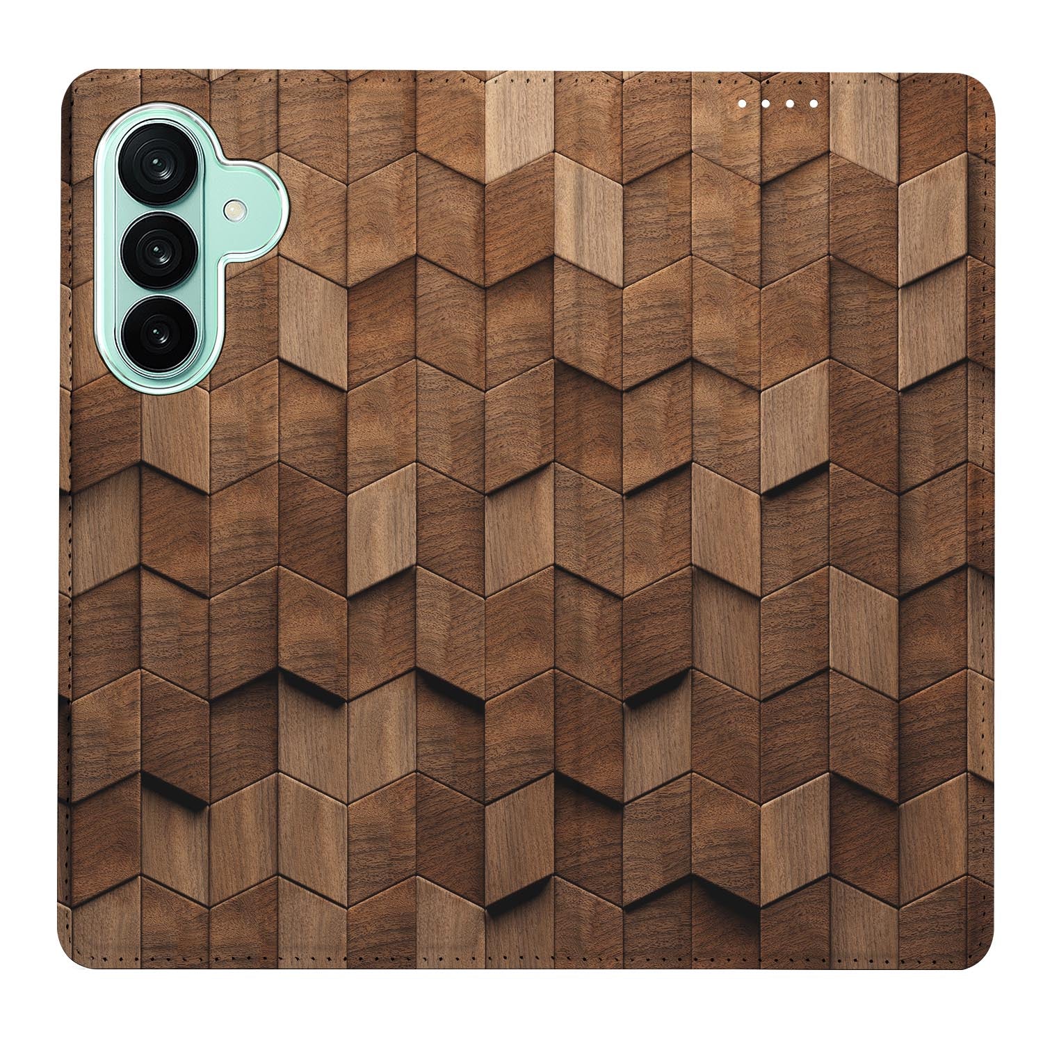 Samsung Galaxy A27 boekhoesje Wooden Cubes met pasjesvak