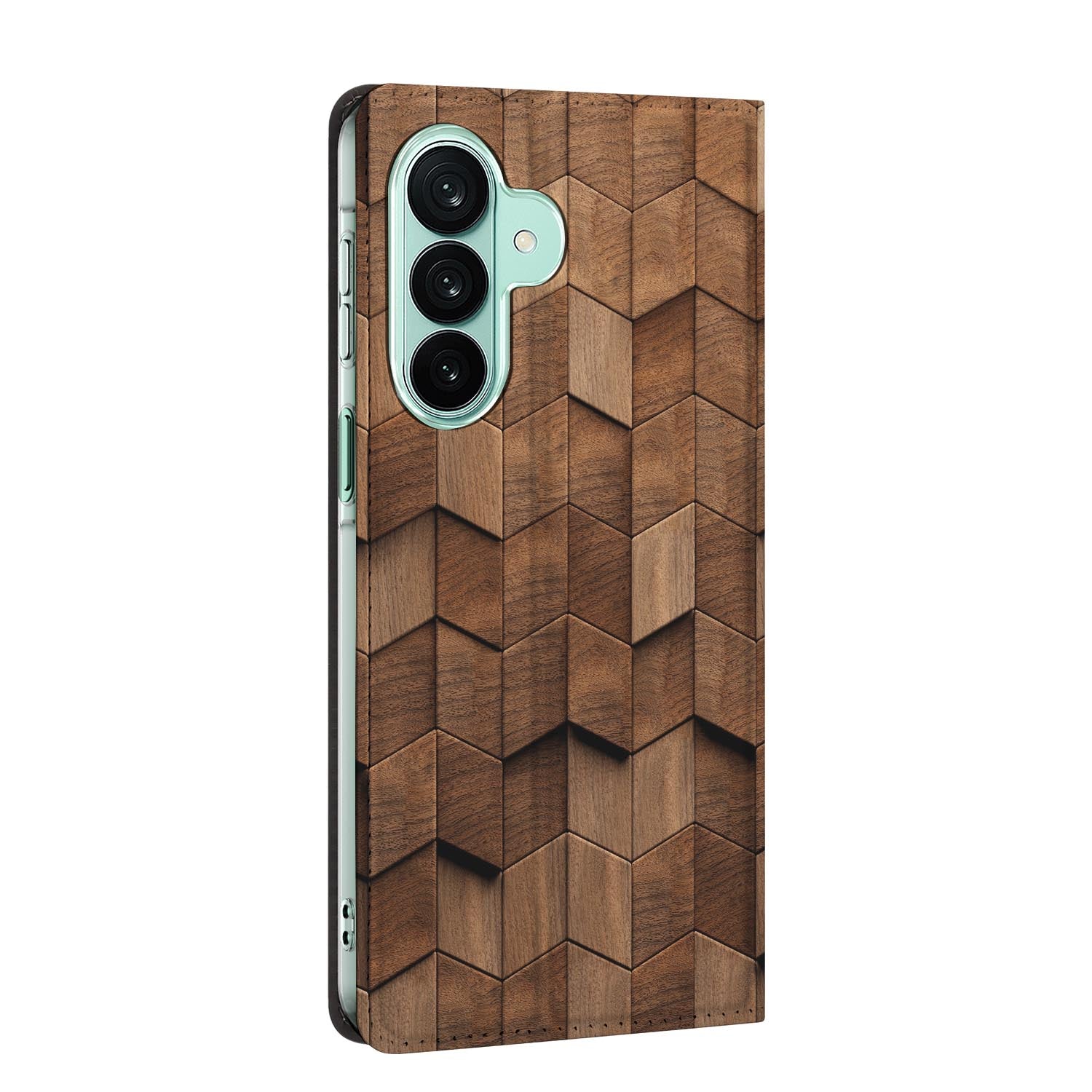 Samsung Galaxy A27 standcase Wooden Cubes, bescherming voor- en achterkant
