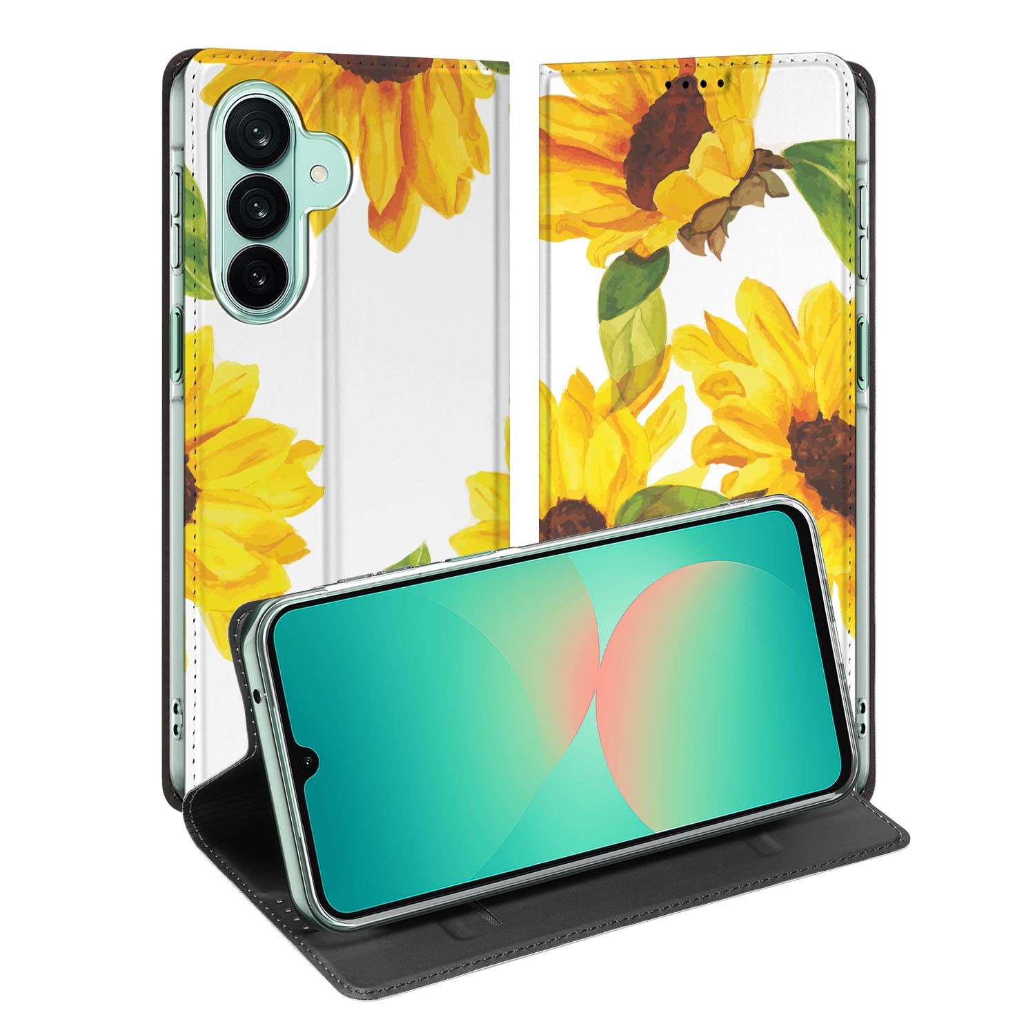 Samsung Galaxy A27 standcase met Zonnebloemen-print