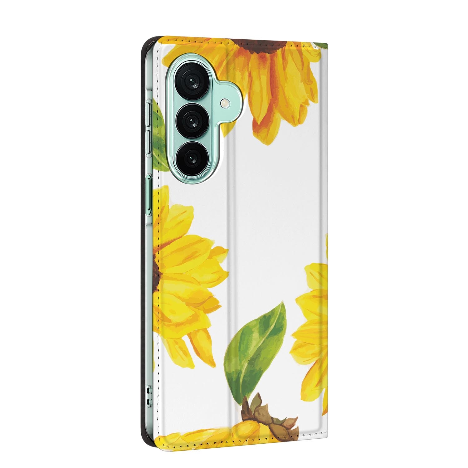 Samsung Galaxy A27 standcase Zonnebloemen, bescherming voor- en achterkant