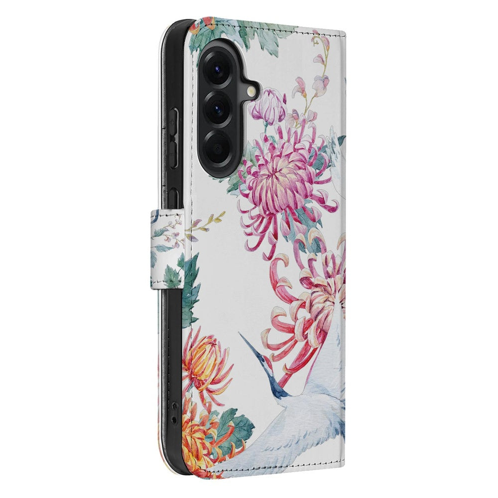 Samsung Galaxy A37 Book Case Hoesje Bird Flowers Print