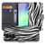 Samsung Galaxy A37 Bookcase Hoesje Zebra Design Vooraanzicht Achteraanzicht.