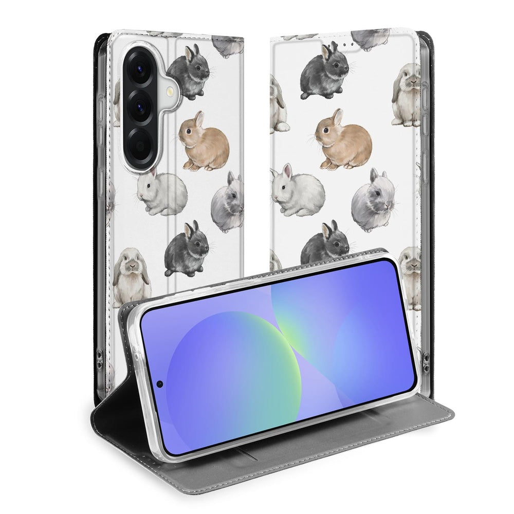 Samsung Galaxy A37 Book Cover Konijntjes Vooraanzicht.