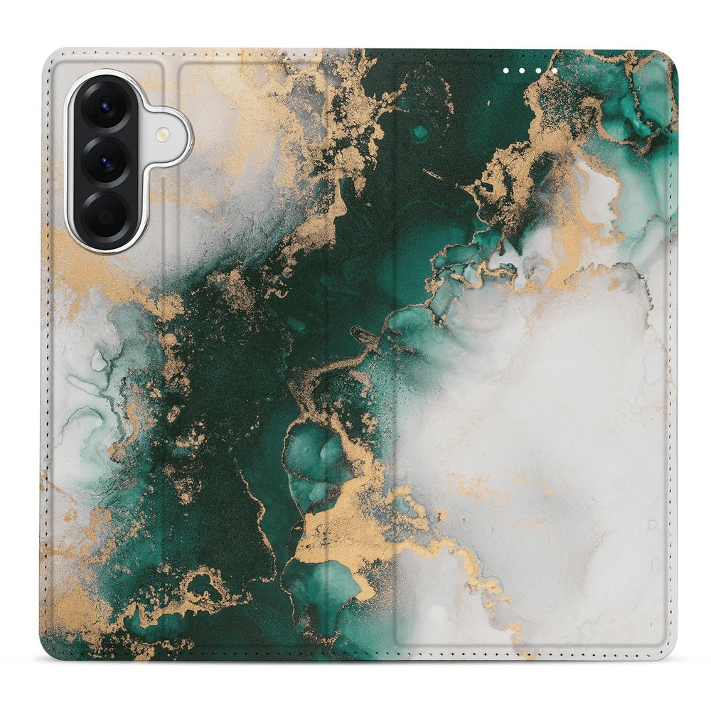 Samsung Galaxy A37 Book Cover Marmer Groen Vooraanzicht.