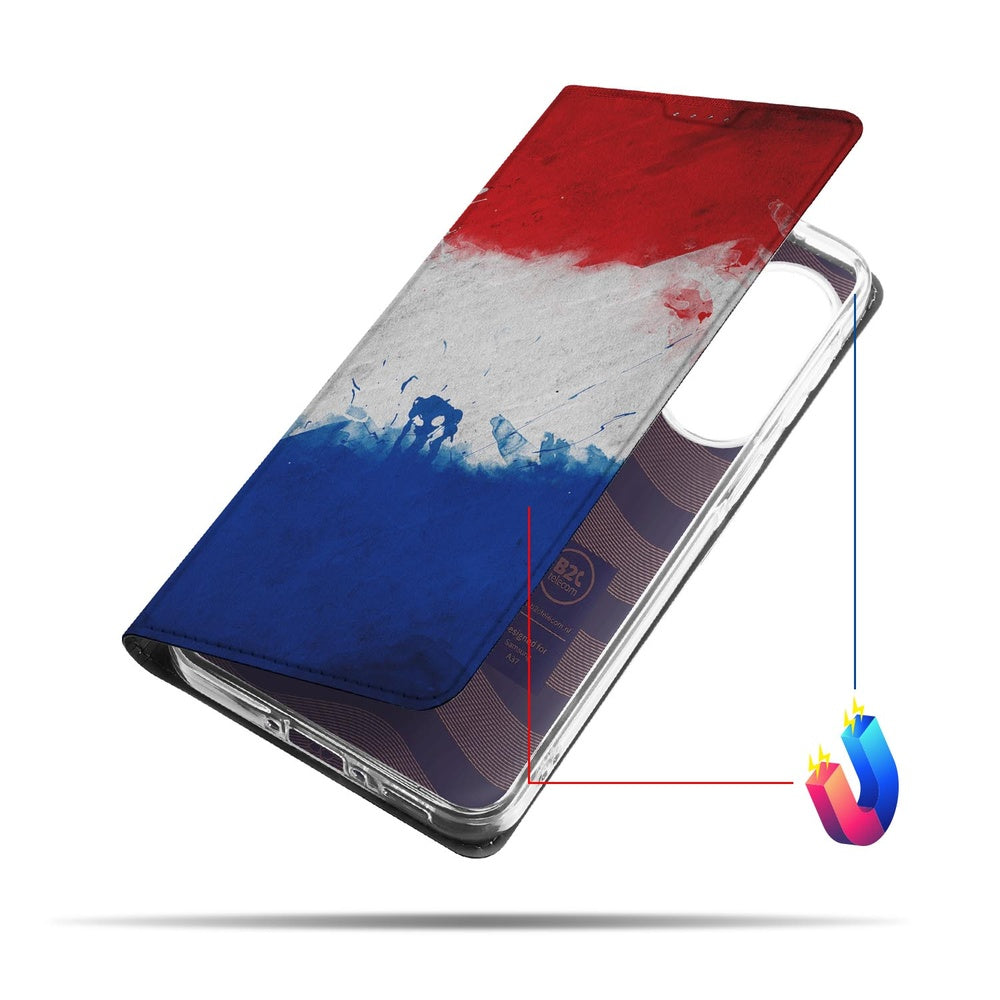 Samsung Galaxy A37 Bookcase Hoesje Nederland-vlag Aanzicht.