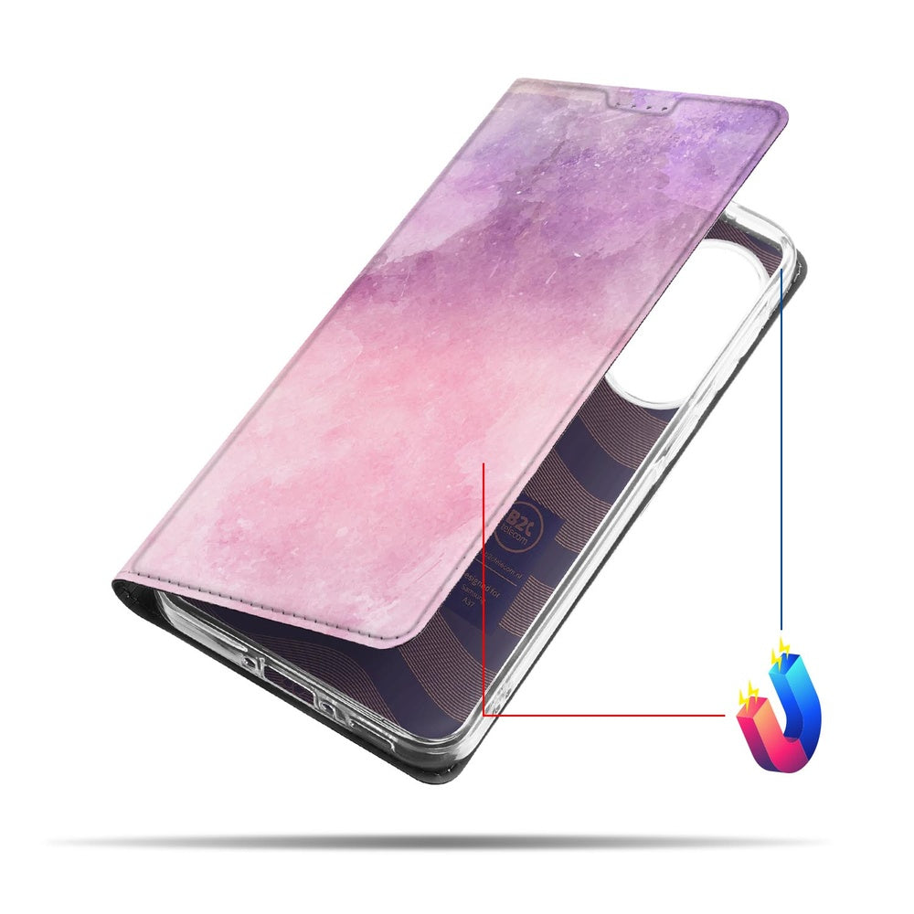Samsung Galaxy A37 Bookcase Hoesje Pink Purple Paint Vooraanzicht.