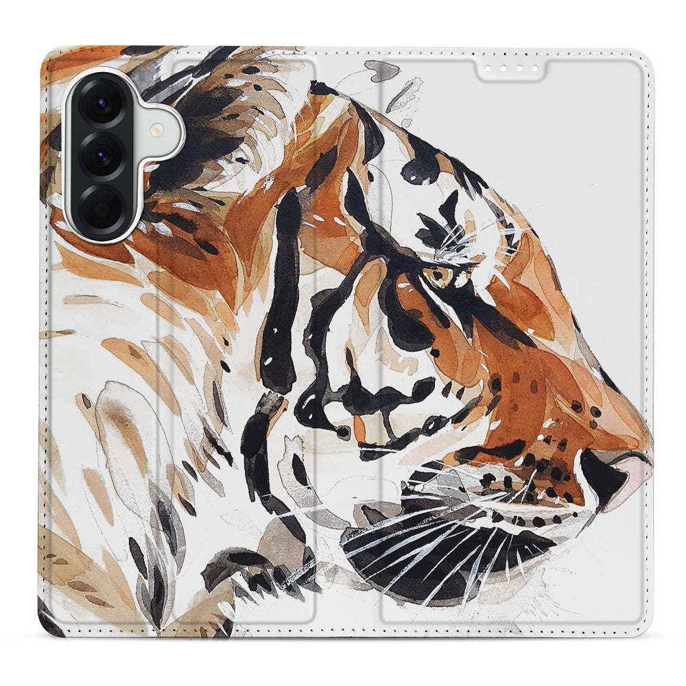 Samsung Galaxy A37 Book Cover Watercolor Tiger Vooraanzicht.