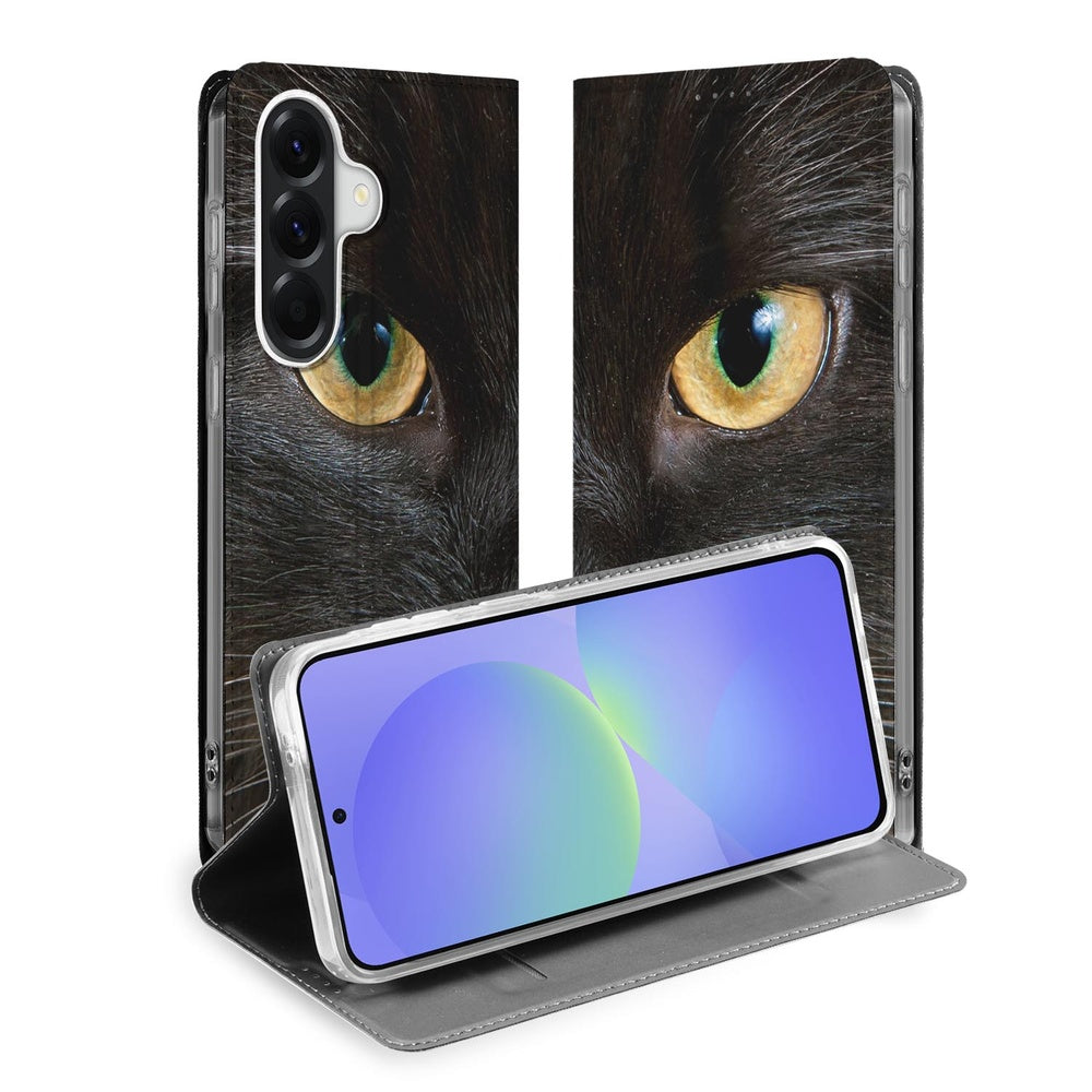 Samsung Galaxy A37 Book Case Zwarte Kat Stand Case Zwarte Kat Aanzicht Detail.