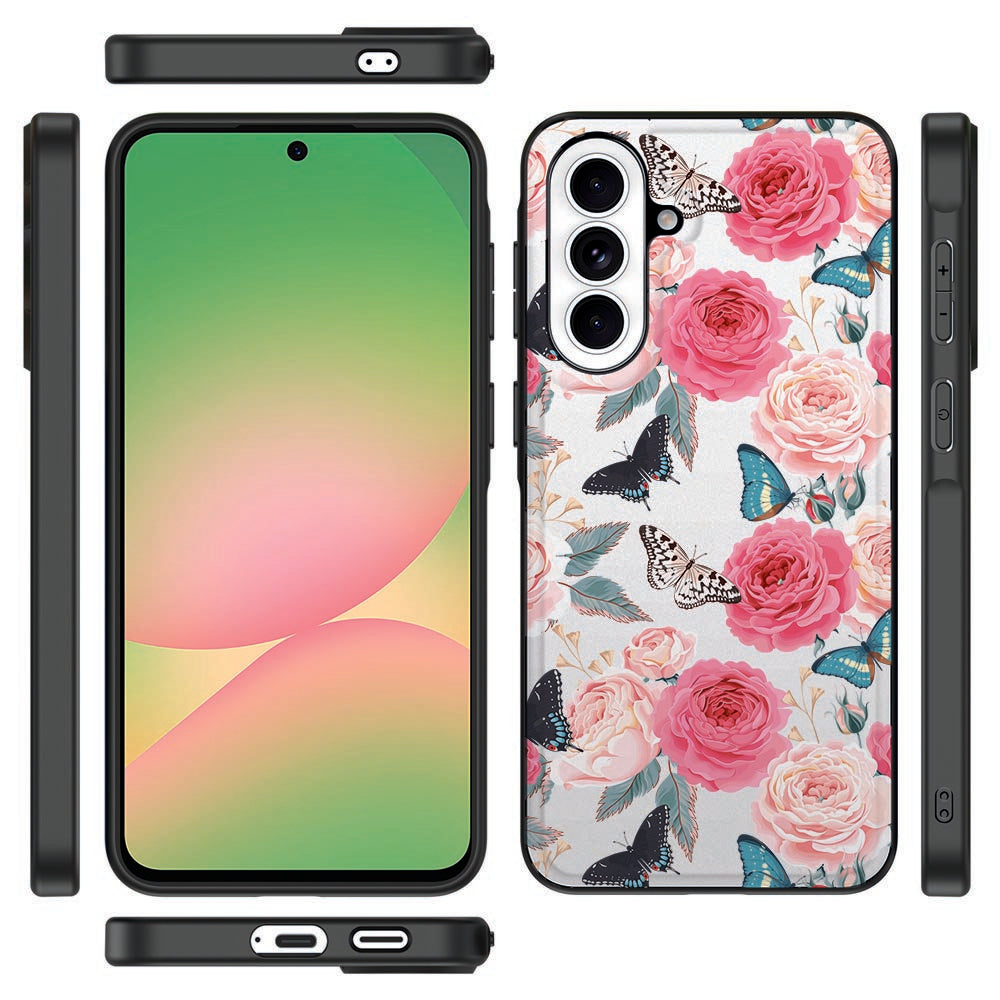 Samsung Galaxy A57 Back Cover Butterfly Roses Vooraanzicht.