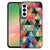 Samsung Galaxy A57 Back Cover Geruit kleurrijke geometrische print vooraanzicht.