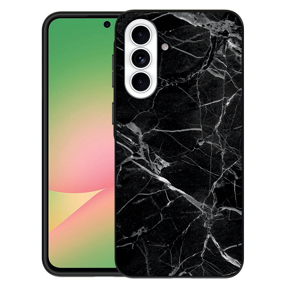 Samsung Galaxy A57 Back Cover Marmer Zwart Vooraanzicht.