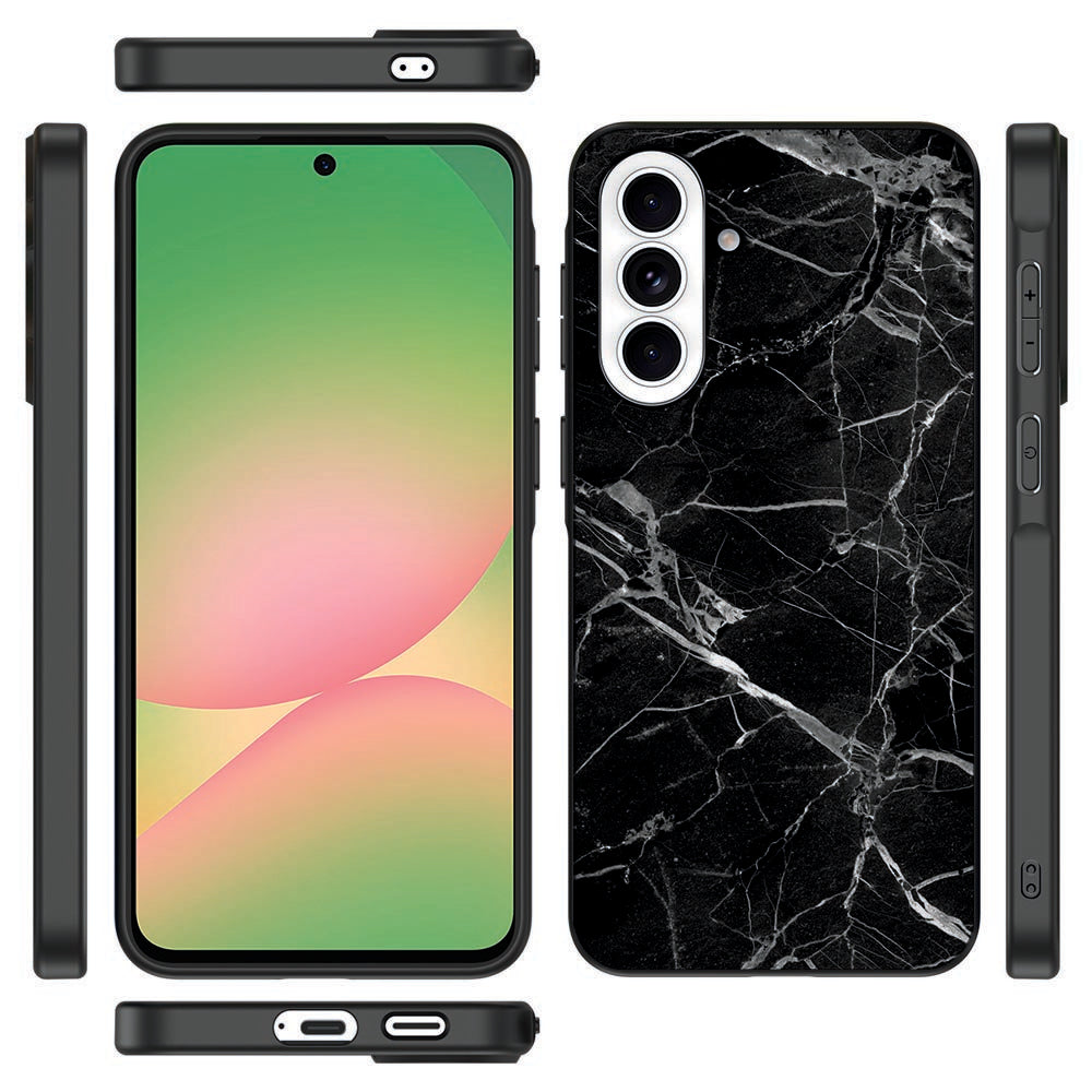 Samsung Galaxy A57 Back Cover Marmer Zwart Vooraanzicht.