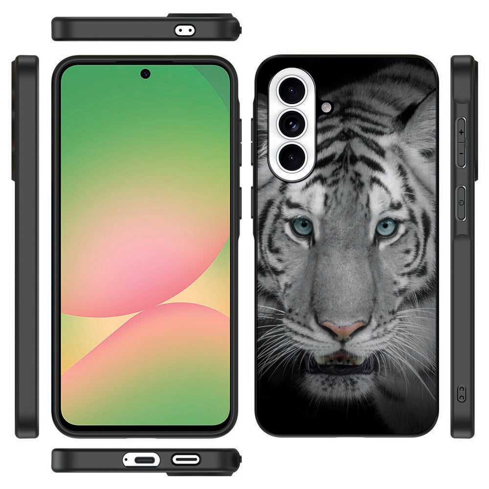 Samsung Galaxy A57 Beschermhoes Tijgerprint Vooraanzicht.
