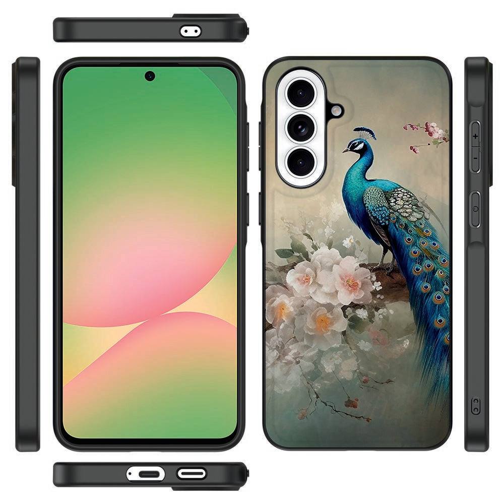 Samsung Galaxy A57 Backcover Hoesje Vintage Pauwen Vooraanzicht.