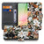 Samsung Galaxy A57 Portemonnee Hoesje Dark Flowers Voor- en achteraanzicht.