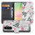 Samsung Galaxy A57 Bookcase Hoesje Flamingo Triangle Vooraanzicht met roze flamingo's en grafische accenten.