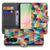 Samsung Galaxy A57 Telefoonhoesje Geruit Book Case schuin aanzicht met kleurrijk ruitpatroon.