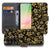 Samsung Galaxy A57 Hoesje Gouden Bloemen, Hoesje met gouden bloemenprint, opengeklapt vooraanzicht.
