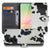 Samsung Galaxy A57 Book Case Hoesje Koeienvlekken Voor- en achteraanzicht met koeienvlekken design.