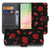 Samsung Galaxy A57 Book Case Hoesje Valentine Vooraanzicht met rozen op zwarte achtergrond.