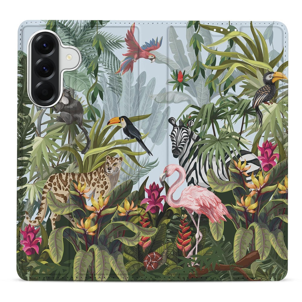 Samsung Galaxy A57 Book Wallet Case Jungle Vooraanzicht.