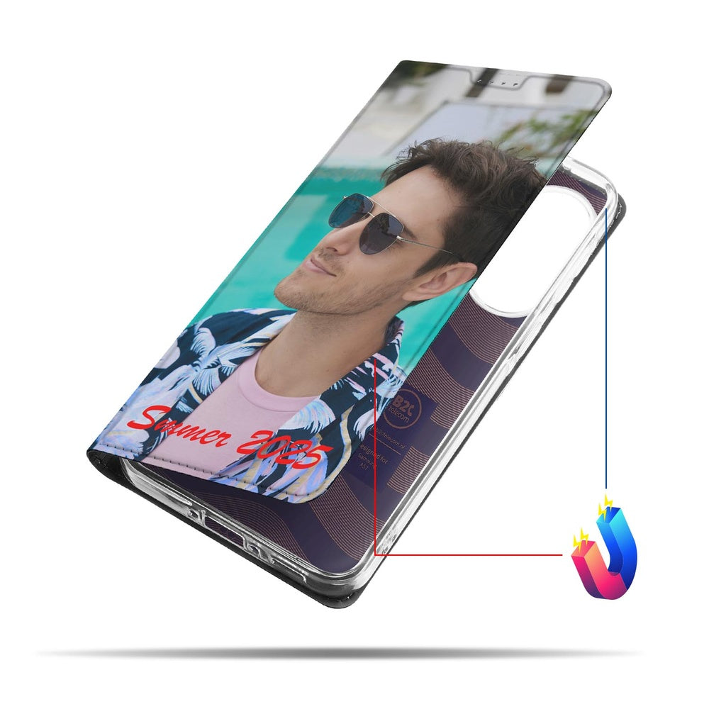 Samsung Galaxy A57 Stand Case Hoesje Maken met Foto | Slim & Persoonlijk met zomerdesign en foto van man in zonnebril.