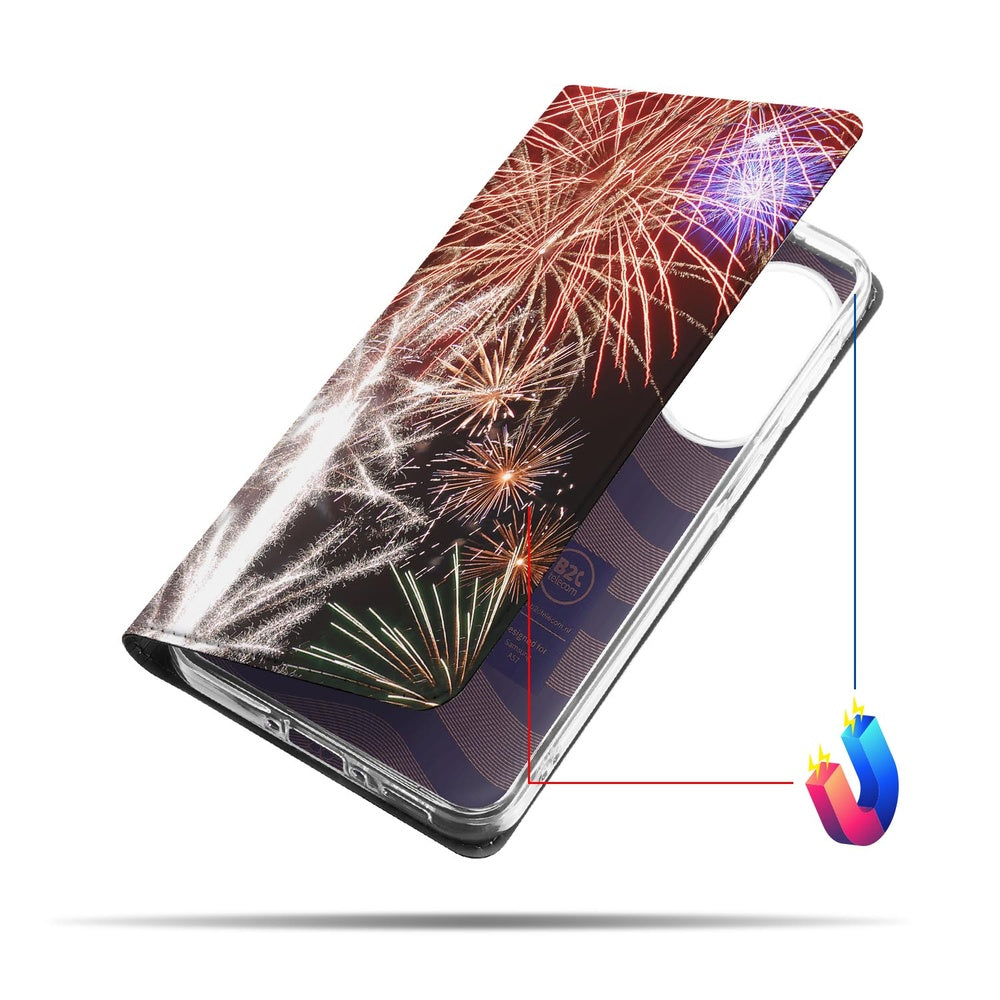 Samsung Galaxy A57 Standcase Hoesje Vuurwerk Detail.