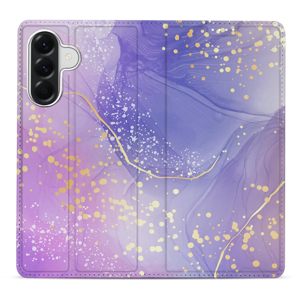 Samsung Galaxy A57 Bookcase Watercolor Paars Vooraanzicht.