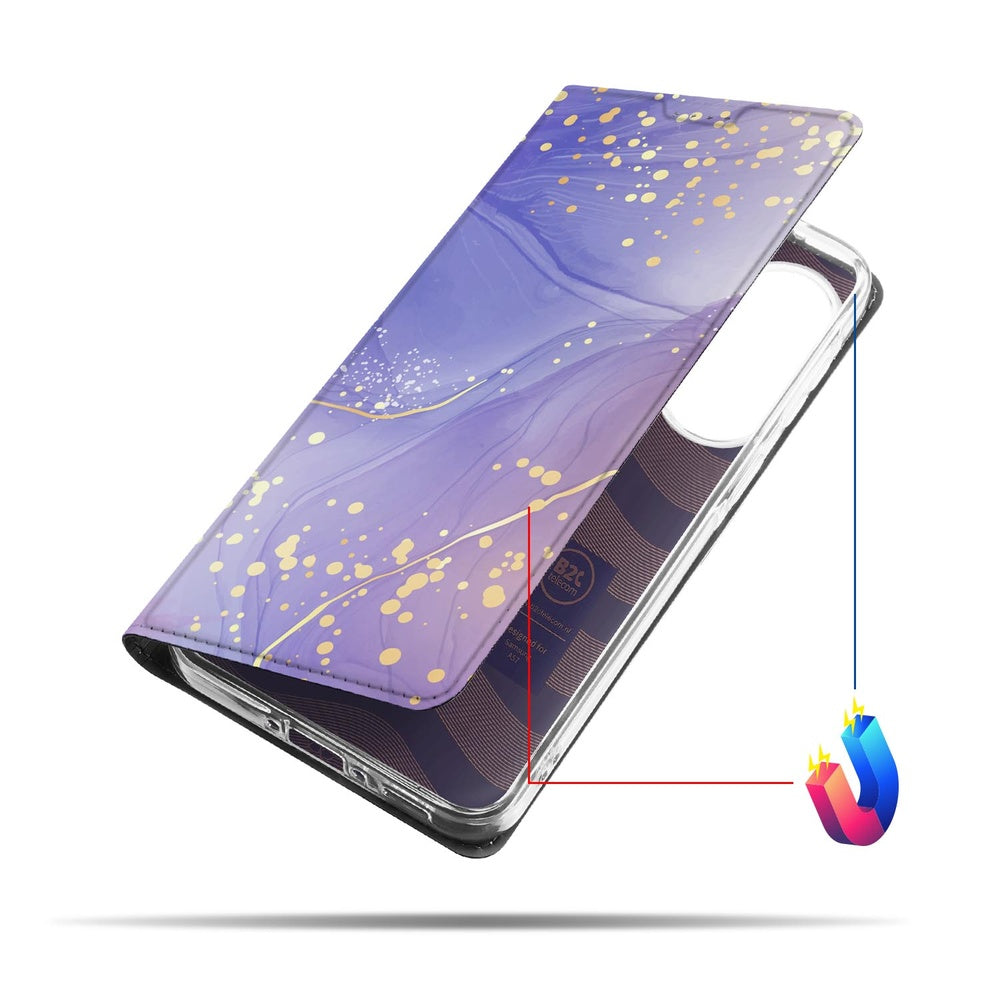 Samsung Galaxy A57 Bookcase Watercolor Paars Bookcasehoesje Watercolor paars Vooraanzicht.