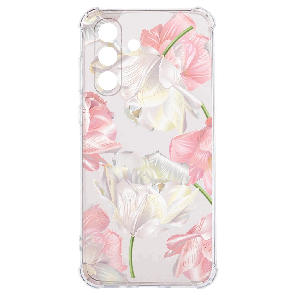 Samsung Galaxy A57 TPU Siliconen Hoesje Lovely Flowers Shockproof bloemenprint transparant.