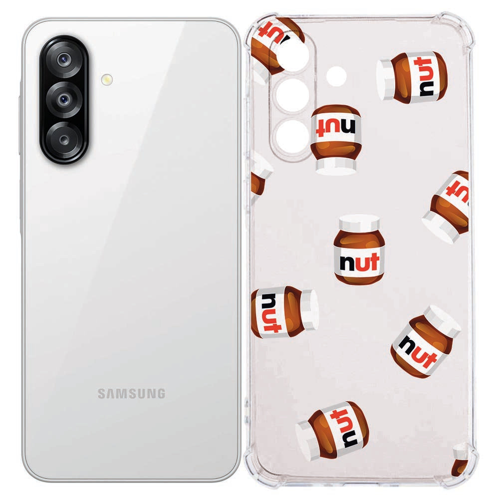 Samsung Galaxy A57 Softcase Nut Jar Schokbestendig transparant patroon achterzijde.