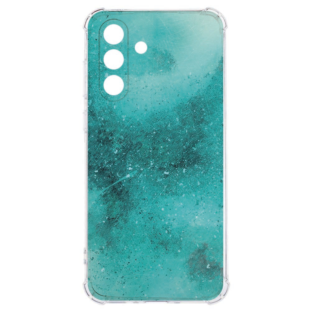 Samsung Galaxy A57 Backcover Hoesje Painting Blue Antishock achterkant met waterverfpatroon.