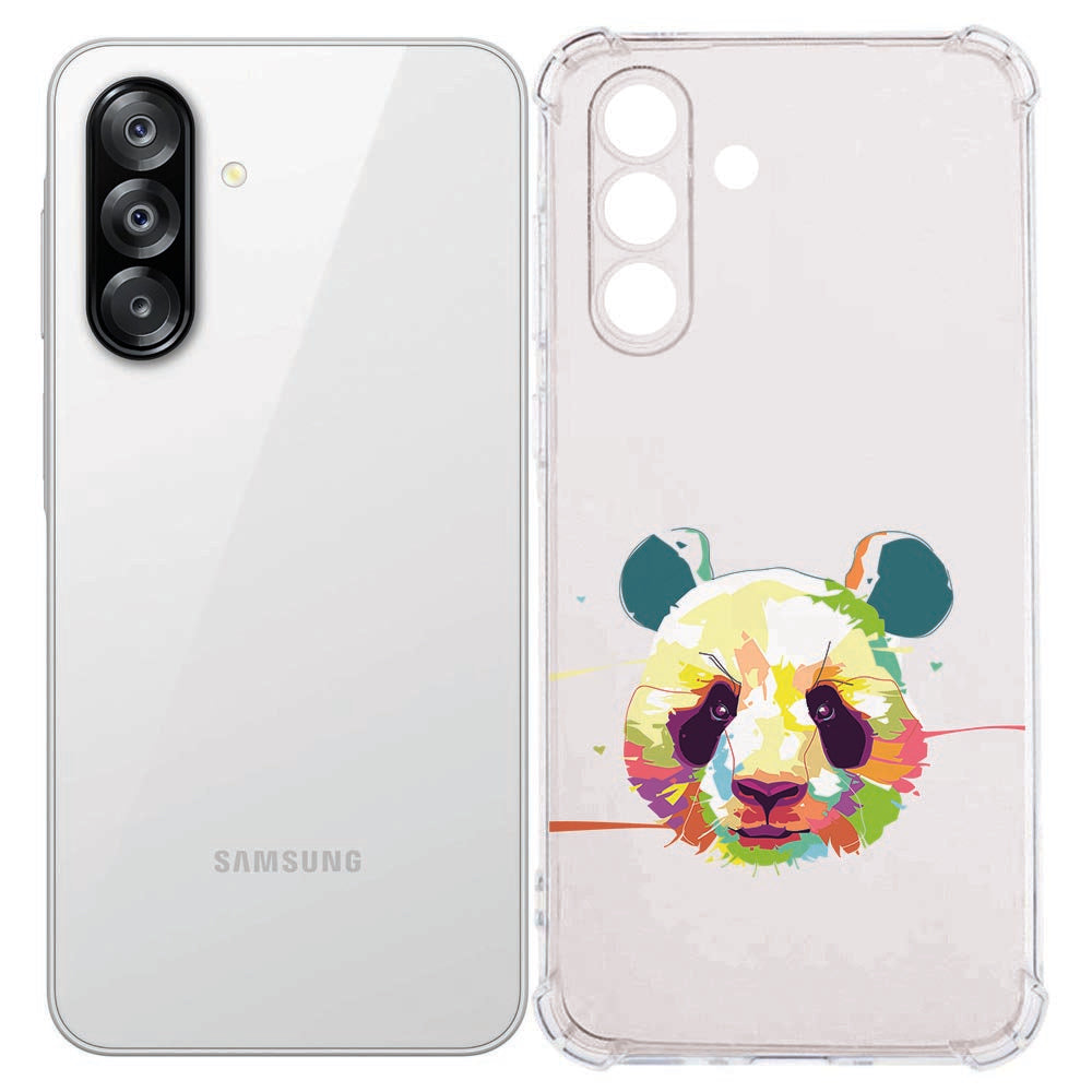 Samsung Galaxy A57 Flexibele back cover Panda Color Schokbestendig Achterzijde met kleurrijke panda print.