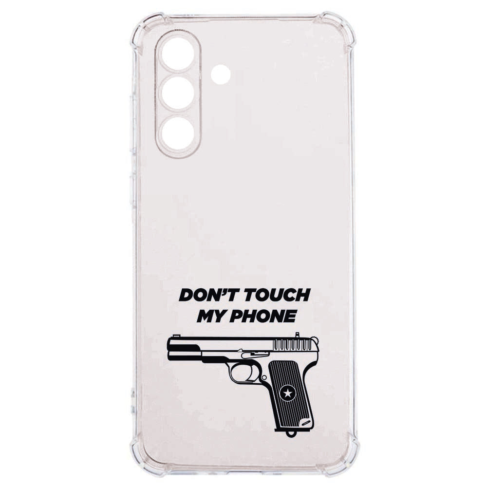Samsung Galaxy A57 TPU Siliconen Hoesje Pistol DTMP Antishock transparant ontwerp pistool illustratie.