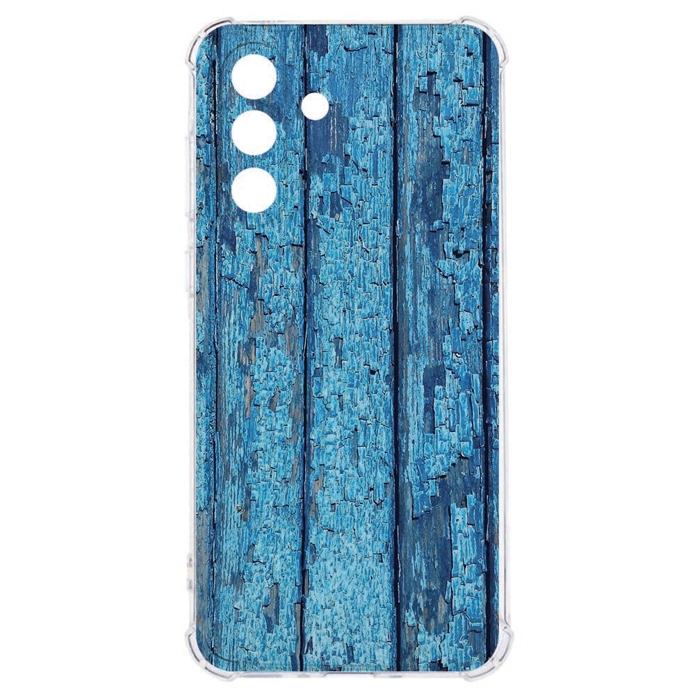 Samsung Galaxy A57 TPU Siliconen Hoesje Wood Blue achterkant.