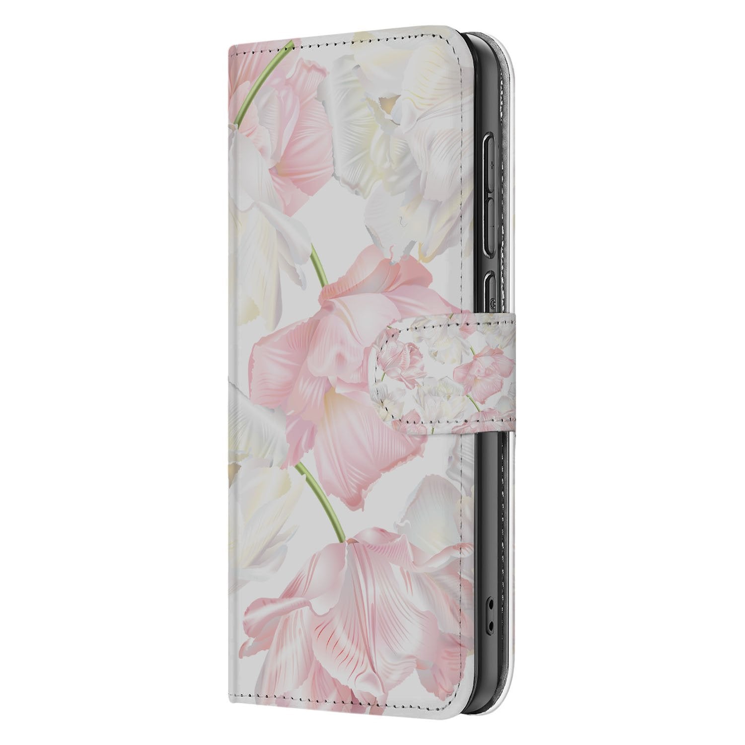 Samsung Galaxy S25 FE Boekhoesje Lovely Flowers Roze Wit Met Magneet