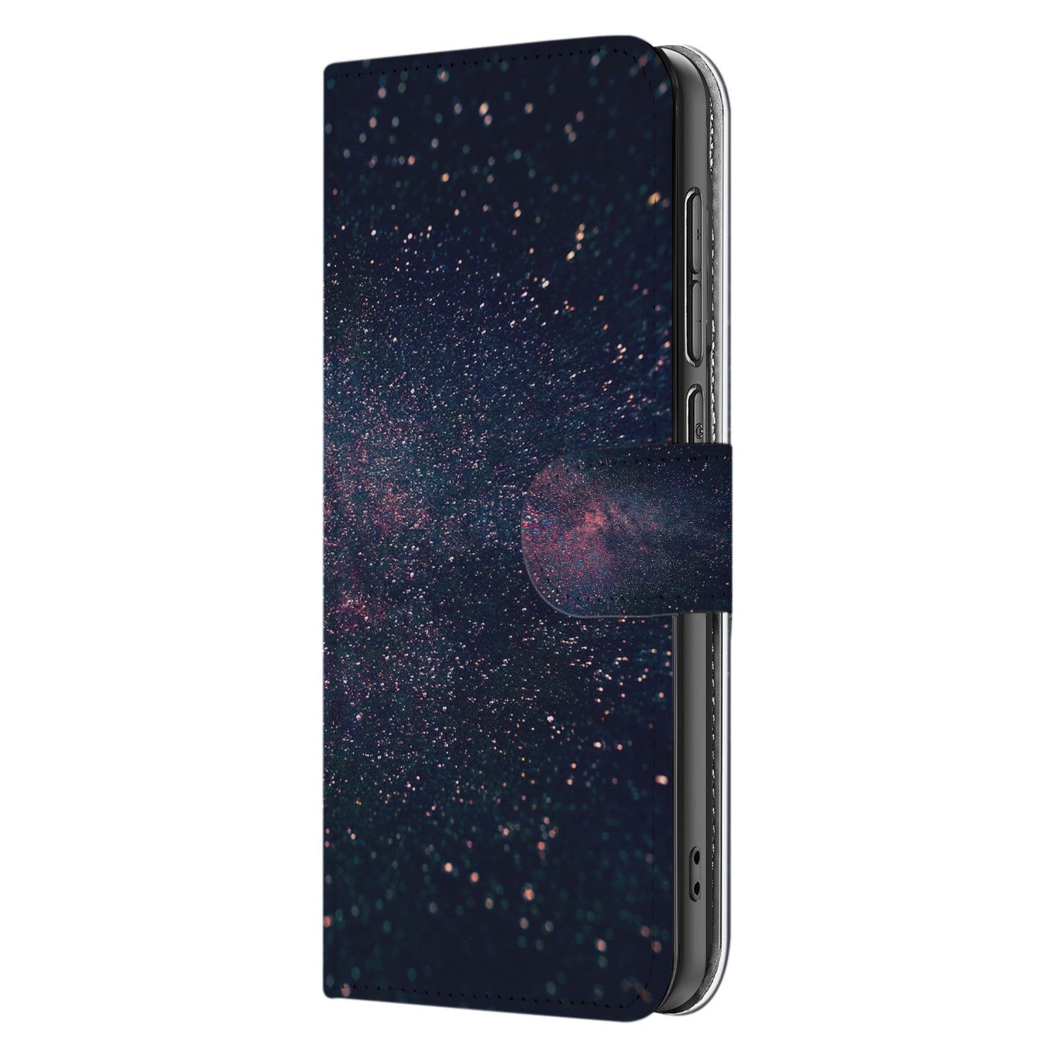 Samsung Galaxy S25 FE Book Case Stars Paars Blauw Glitter Hoesje Met 3 Pasjes