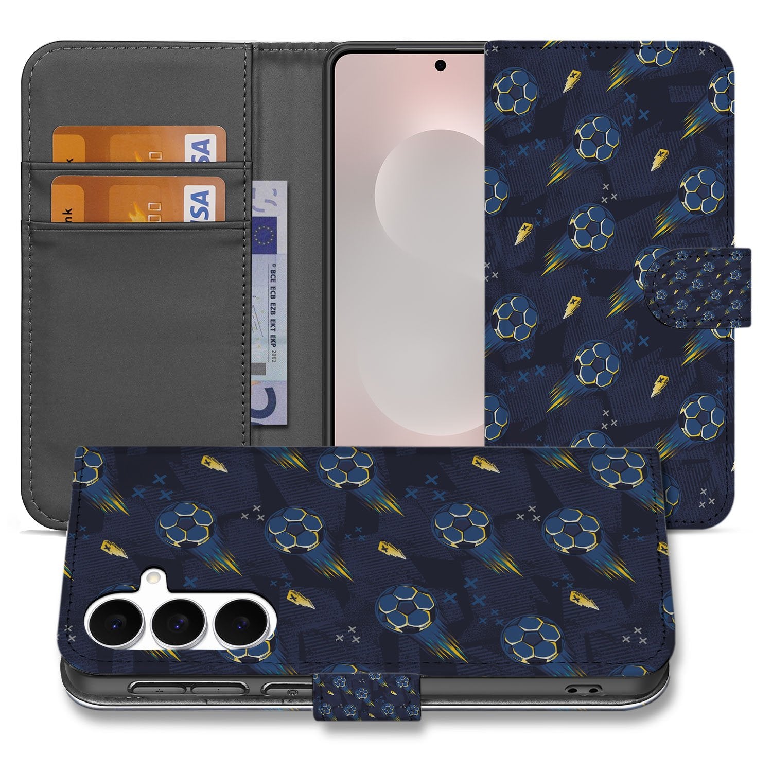 Samsung Galaxy S25 FE Hoesje Voetbal Design PU Leer Met 3 Pasjes