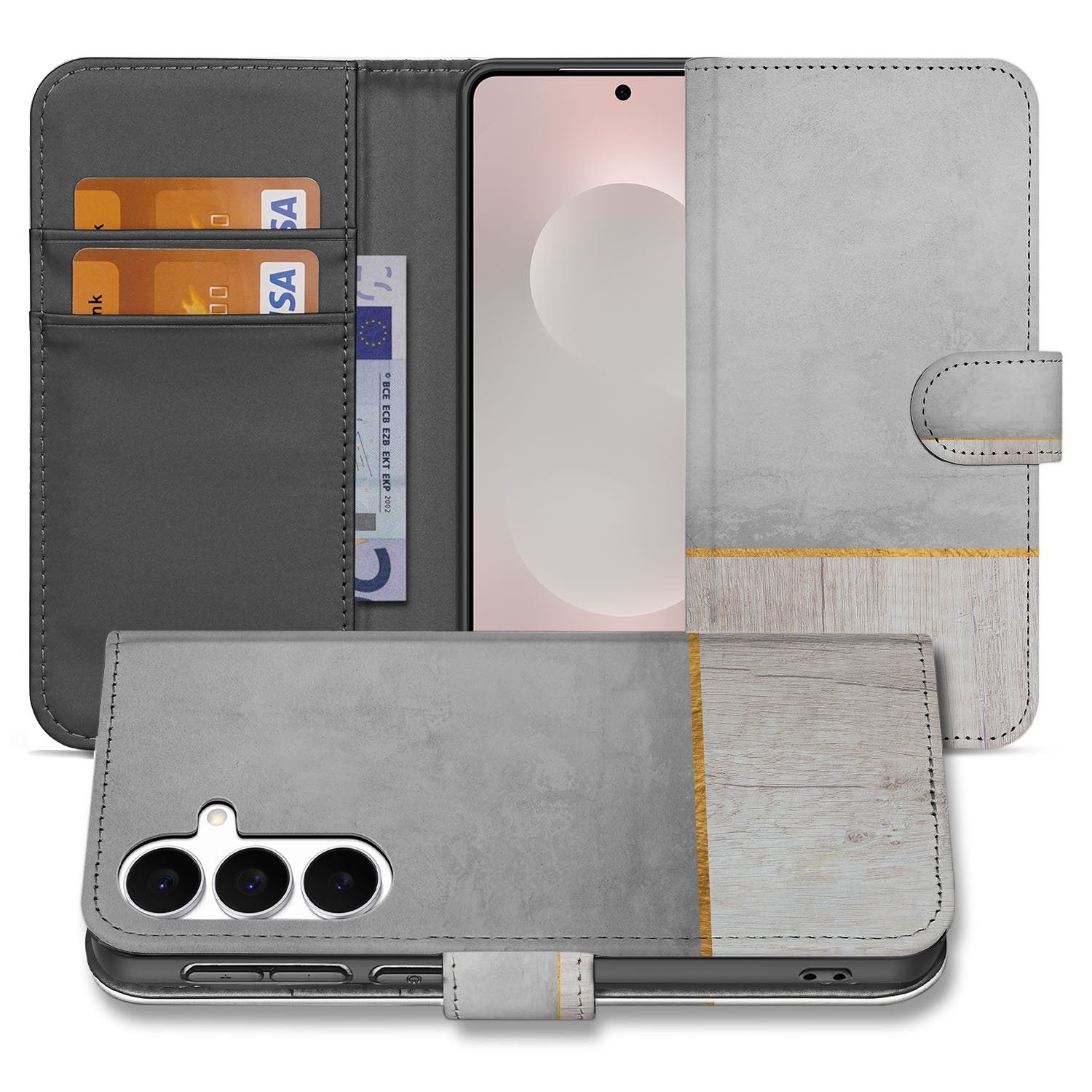 Samsung Galaxy S25 FE Book Style Case Wood Concrete