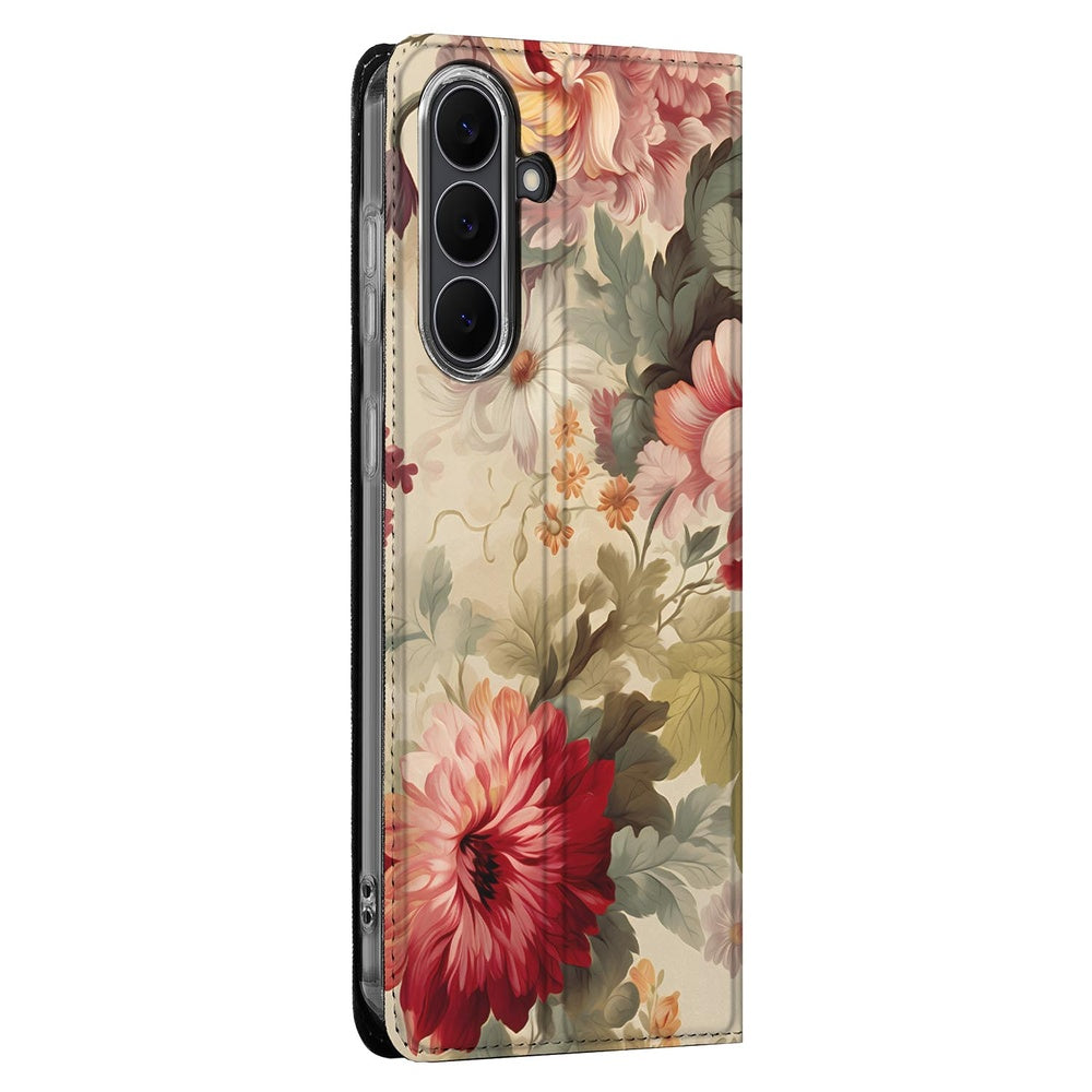 Samsung Galaxy S25 FE Book Case Bloemen boek case bloemen design zijaanzicht