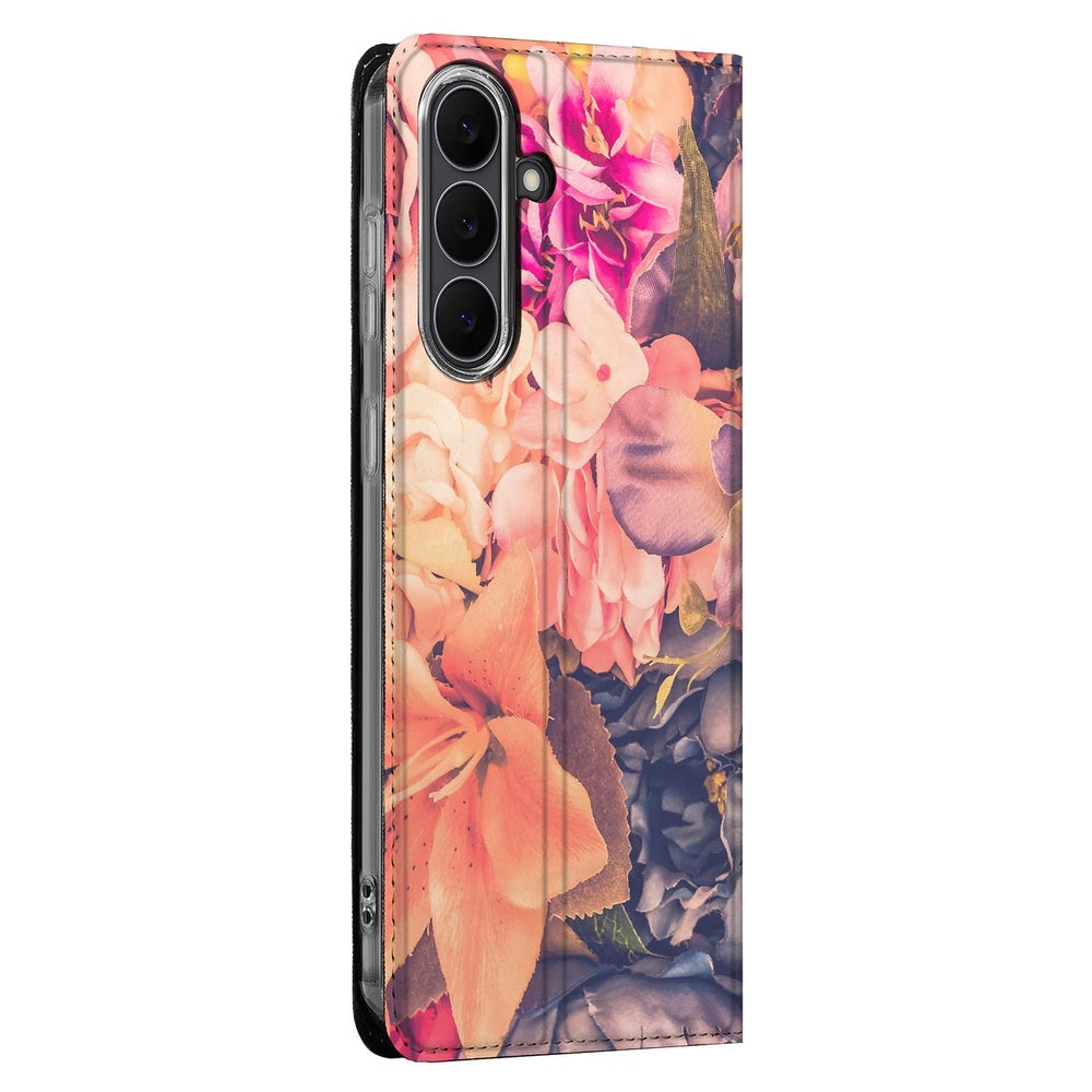 Samsung Galaxy S25 FE Telefoonhoesje Bosje Bloemen boekcase bloemenprint zijaanzicht
