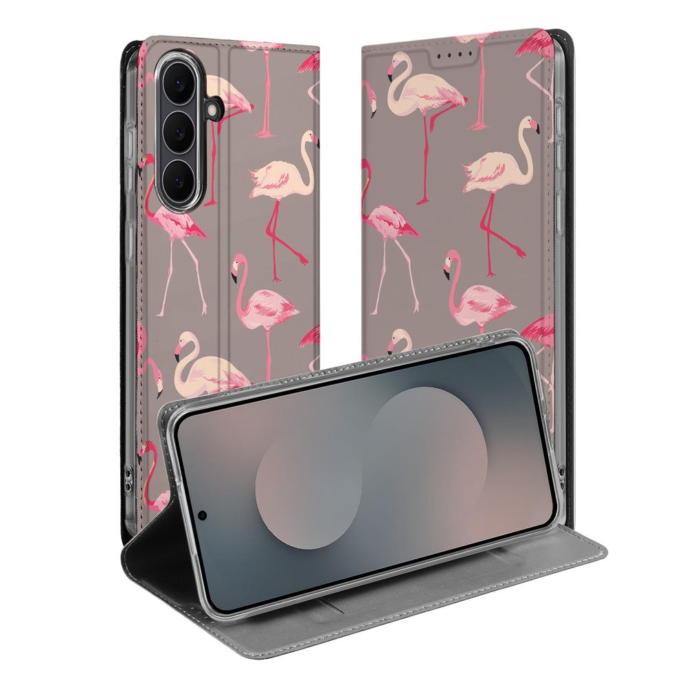 Samsung Galaxy S25 FE Book Case Flamingo boek hoes flamingo patroon voorkant