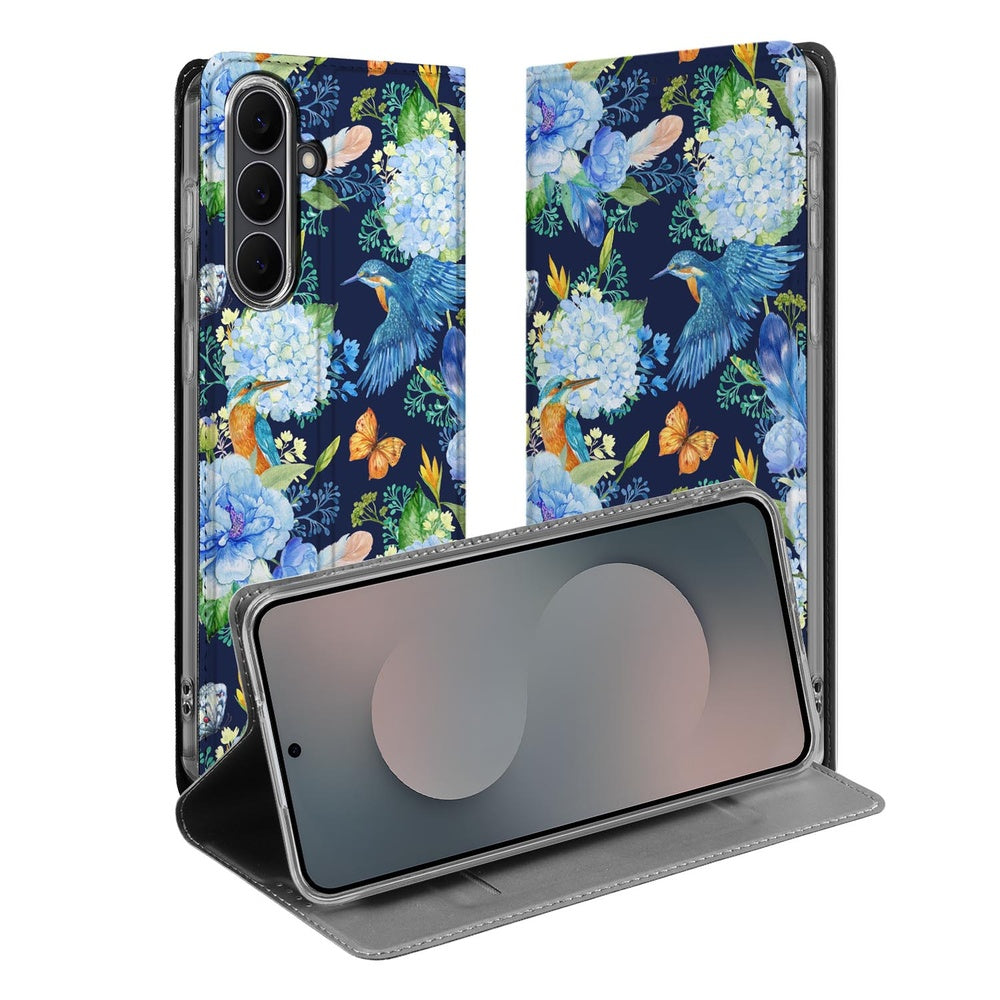 Samsung Galaxy S25FE Flip Style Cover IJsvogel voorkant achterkant design