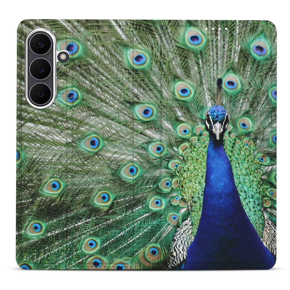 Samsung Galaxy S25FE Book Case Pauw voorkant pauwenprint