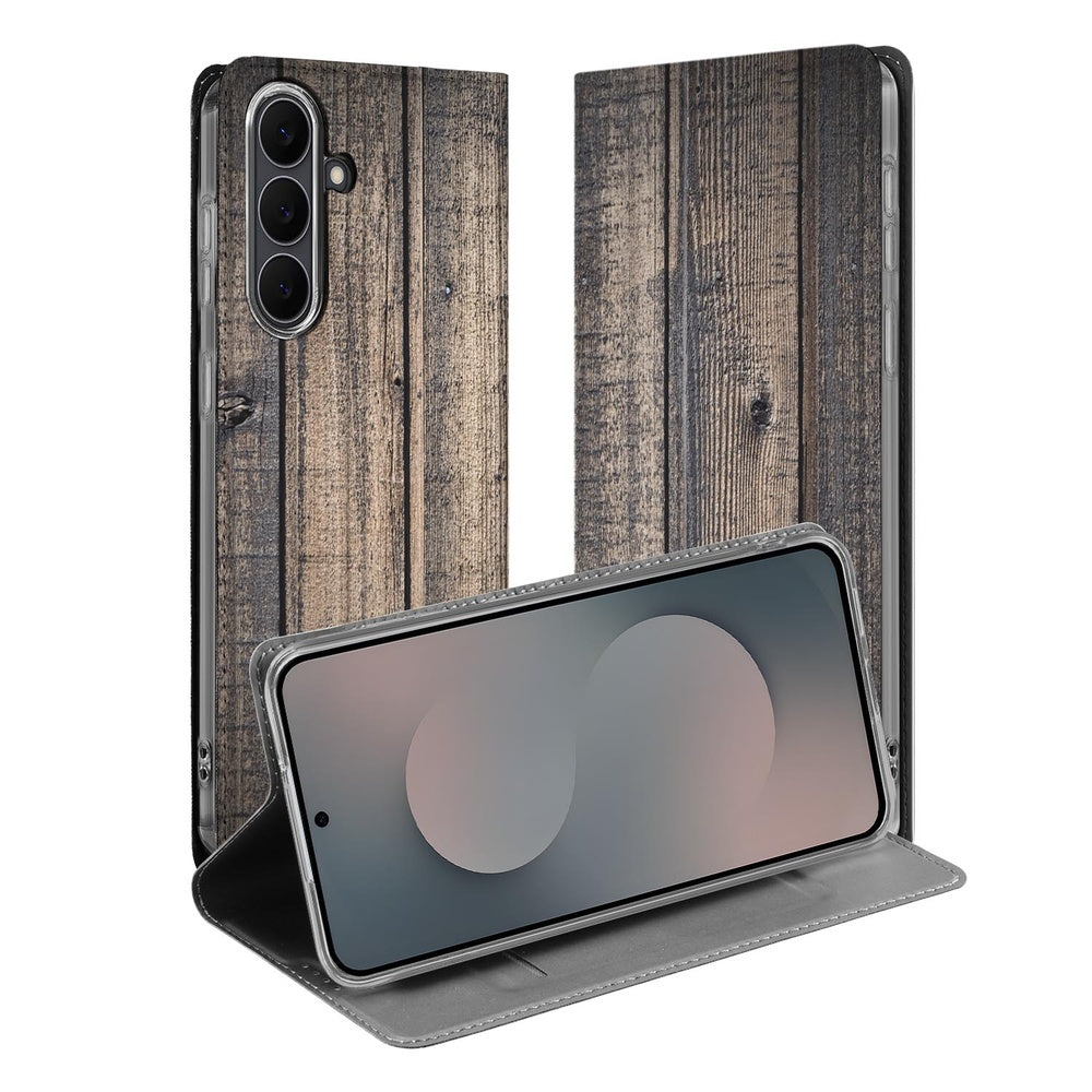 Standcase Hoesje Samsung Galaxy S25 FE Steigerhout ontwerp steigerhout aanzicht