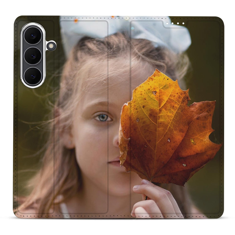 Samsung S25 FE Hoesje Maken | Stand Case meisje herfstblad close-up