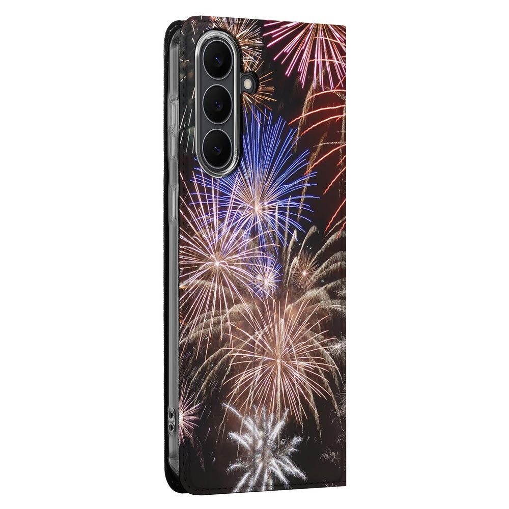 Samsung Galaxy S25 FE Stand Case Hoesje Vuurwerk vuurwerkprint zijkant
