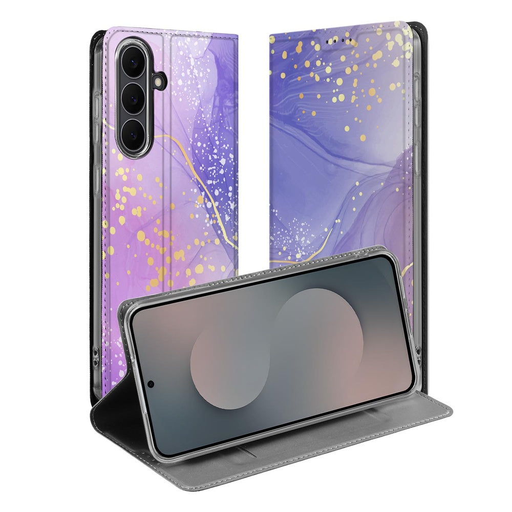 Samsung Galaxy S25 FE Telefoonhoesje met pashouder Watercolor Paars design smartphone aanzicht