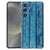 Samsung Galaxy S25 FE Hoesje - Wood Blue TPU Antishock Vooraanzicht en Achteraanzicht met verweerd hout in blauw.