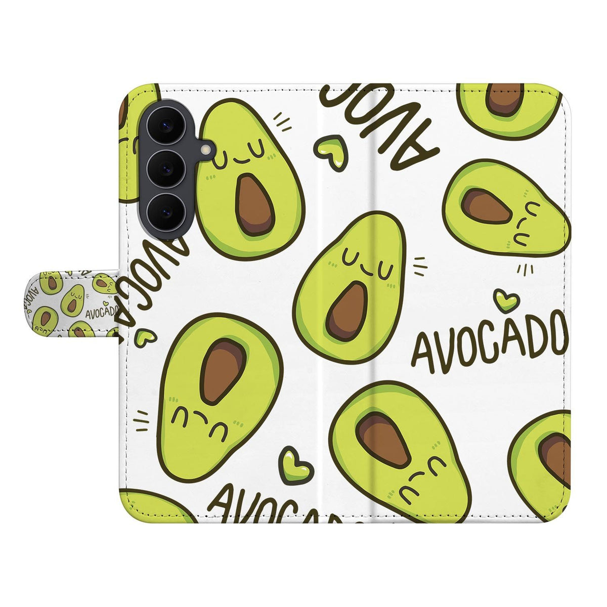 Avocado Singing wallet hoesje voor de Samsung Galaxy S26 FE van wit kunstleer